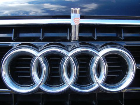 2010 Audi A4 - Audi A4 grille the four rings logo, with a socket wrench placed on top.