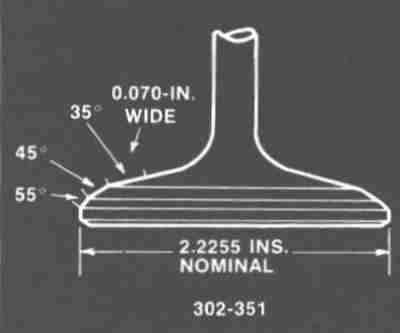 1972 Ford Ranchero - Manual diagram of a valve cross-section with seat angles, 0.070-in width, and 2.2255-in nominal head diameter.