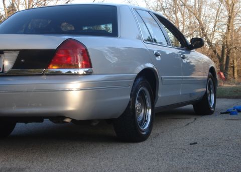 2000 Ford Crown Victoria - Rear view of a silver 2000 Ford Crown Victoria sedan.