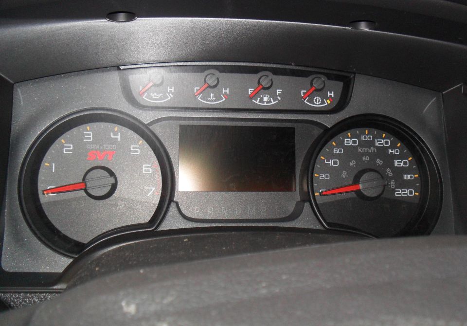SVT instrument cluster with tachometer, km/h speedometer, and small gauges