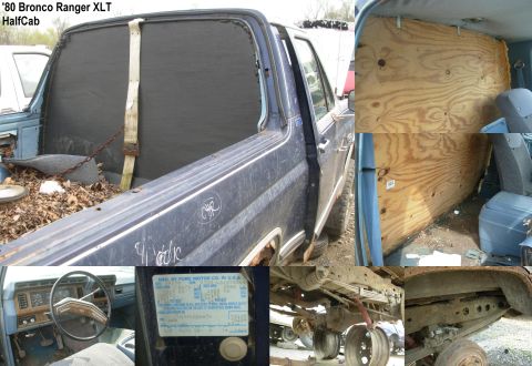 1983 Ford Bronco - '80 HalfCab w/swiss-cheese frame LKQ I'm not sure I wanna know what the strap, hook, & chain were used for.