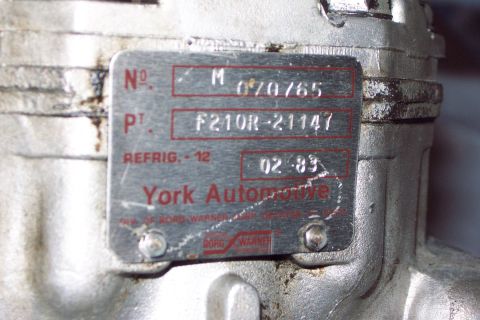 1996 Ford Bronco - After an evening of cleaning. Tag - York F210RFlange Fittings, 2 Cylinders, 10 CID, Right-Hand Suction (8/26/2003)
