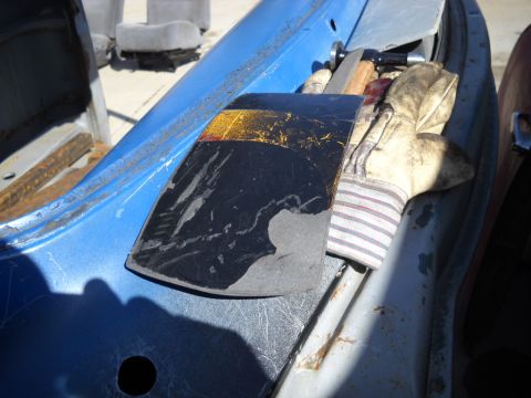 1954 Ford F-100 - 4-2-2011: I got a good start on the filler panel. I had some pieces of the original flamed hood ( I cut it up a last year ) and it was clos…