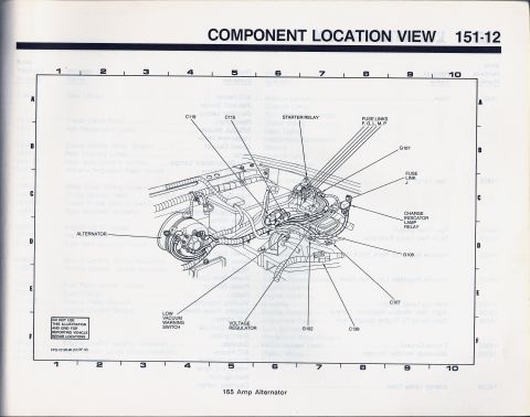 1990 Ford Bronco - Component location view diagram for vehicle electrical system, page 151-12.