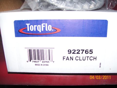 1970 Ford Bronco - Box for a TorqFlo fan clutch, part number 922765, made in China.