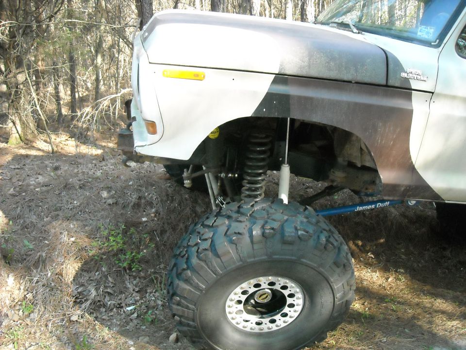1979 Ford F-150 front fender and large off-road tire