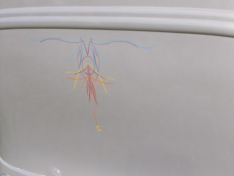 2006 BMW 5 Series - Close-up of pinstriping on a vehicle's body panel, with a website logo in the corner.