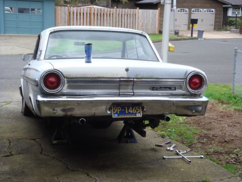 1964 Ford Fairlane - Got the fairlane up in the air to check out the rear end gears and to figure out the gas leak