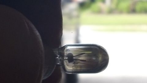 1994 Ford Bronco - A small glass light bulb with visible internal filaments is held in focus.
