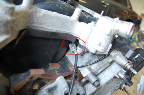 1985 Mercury Grand Marquis - Engine component with sensor and wiring, possibly a coolant temperature sensor.