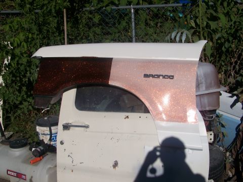 1989 Ford Bronco - Side view of a 1989 Ford Bronco fender and door, showing glitter paintwork.