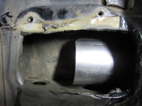 2008 Jeep Wrangler - Close-up view of a vehicle's cowl interior with a metal tube modification.