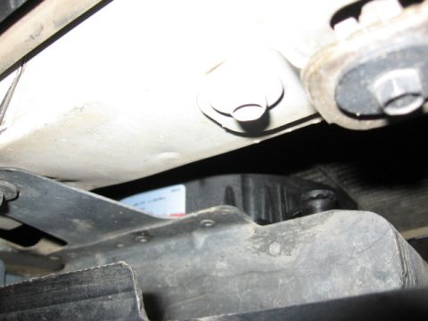 1995 Ford Bronco - sneak peak from the top, trans cooler you can see and the top of the derale fan just behind it.