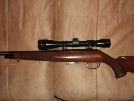 1996 Ford Bronco - A rifle with a scope mounted on its wooden stock is shown against a textured background.