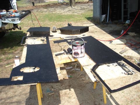 1992 Ford C-350 (Centurion Conversions) - Working on custom vehicle interior panels with a Hercules coating product.