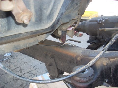1992 Ford Ranger - Undercarriage view showing frame and suspension parts of a truck.