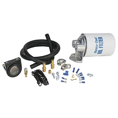 1990 Ford Bronco - This is an oil filter kit that includes a gauge, hose, clamps, and various fittings.