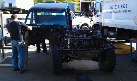 1992 Ford Ranger - This truck is undergoing some serious modifications, with its engine and chassis exposed for work.