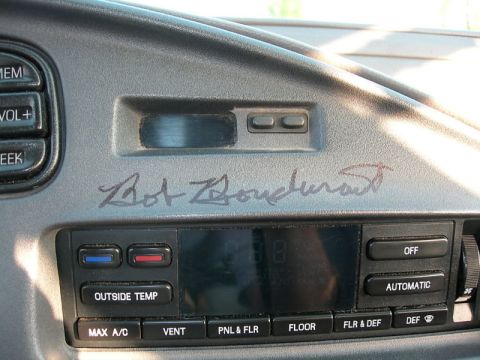 1993 Ford Taurus - Dashboard interior climate controls and a handwritten signature on the dash panel.