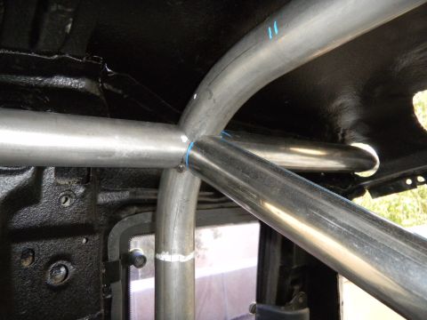 1997 Ford Ranger - Custom roll cage tubing and mounting points are visible during installation.