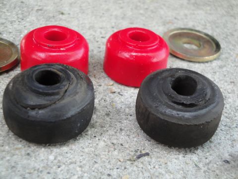 2003 Ford Taurus - Comparison of old rubber and new polyurethane suspension bushings.