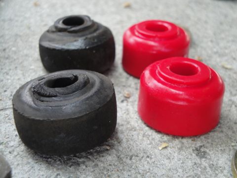 2003 Ford Taurus - Comparison of old rubber and new polyurethane suspension bushings.