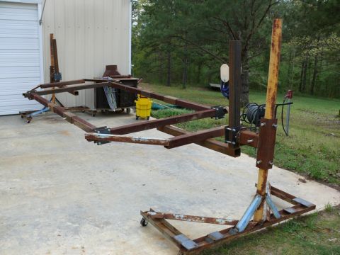 1976 Chevrolet Corvette - This is a custom-built jig for holding a car frame during restoration or fabrication.
