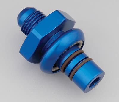 1990 Ford Bronco - Close-up of a blue anodized aluminum fitting, a hex nut and multiple O-rings.