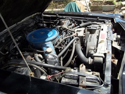 1970 Ford Ranchero - Engine bay view showing various components including the air cleaner and radiator. Some text is visible on the shroud.