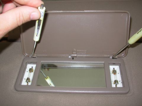 1983 Ford Bronco - The vanity cover can be removed by gently prying both hinges sideways. IF THE IMAGE IS TOO SMALL, click it. Original vanity bulbs are stamp…