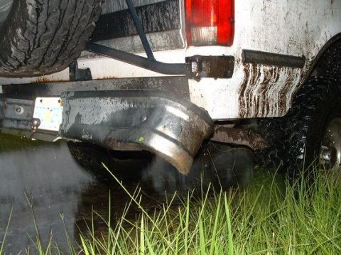 1992 Ford Bronco - My POS stock bumper that fell victim to a good size stump on stump trail. This will be replaced at some point in the future with a more hea…