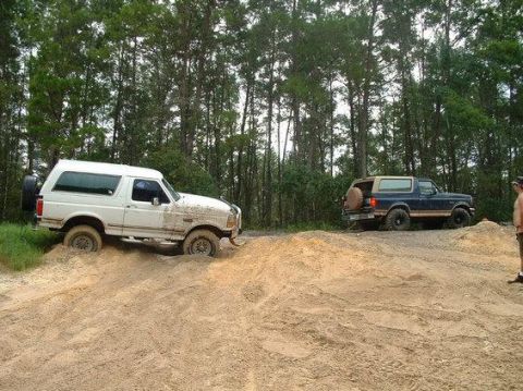 1992 Ford Bronco - Jon, finally getting me extracted from the sand. This was a little embarassing. You can really tell from the pic but there is a pretty stee…