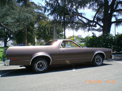 1979 Ford Ranchero - Side profile of a brown 1979 Ford Ranchero pickup truck parked outdoors.