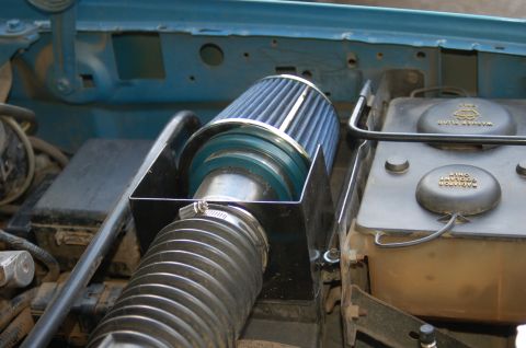 1992 Ford F-150 - Aftermarket air intake system installed in the engine bay.