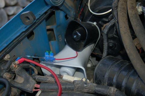 1992 Ford F-150 - Alarm speaker mounting the CB PA