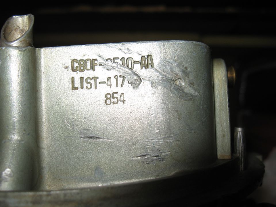 Holley carburetor part stamped C8OF-9510-AA, LIST-417, 854