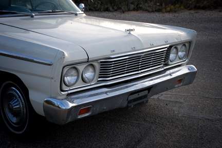 1965 Ford Fairlane - Front view of a 1965 Ford Fairlane showing its distinctive grille and dual headlights.