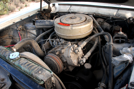 1965 Ford Fairlane - Engine bay of a V8 motor, showing air cleaner assembly and radiator. Supermotors.net logo present.