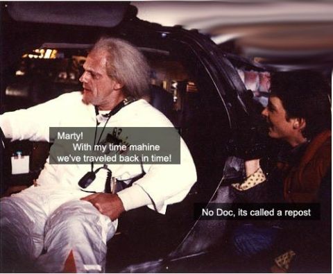 1990 Ford Bronco - Doc Brown and Marty McFly inside the DeLorean time machine, discussing time travel.