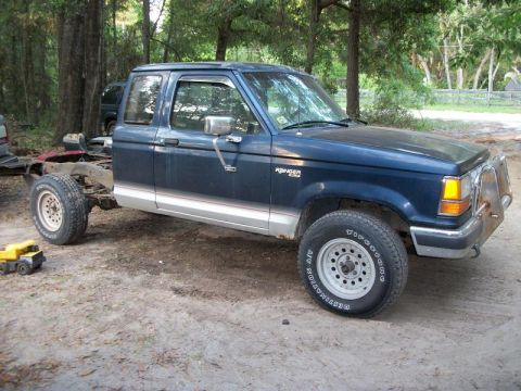 1994 Ford Explorer - This Ford Ranger pickup truck is missing its rear end and bed, showing the frame and chassis.