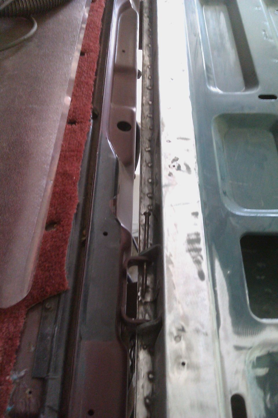 Interior door frame and red carpet