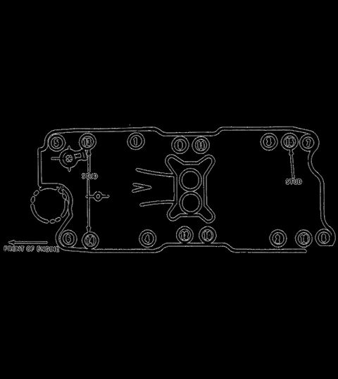 1989 Ford Bronco - Bolt tightening sequence diagram showing numbered fastener positions around a manifold/valley cover.