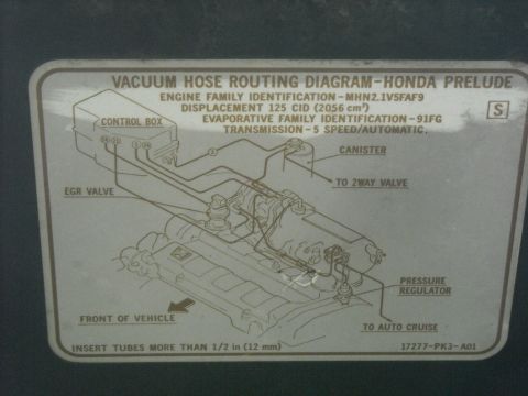 1979 Ford F-150 - Diagram shows vacuum hose routing for a Honda Prelude engine, including control box and EGR valve.