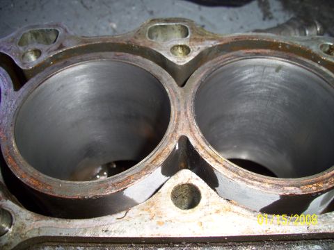 1995 Ford Probe - Engine cylinder block showing two bores, with a date stamp of 01/15/2008 visible.