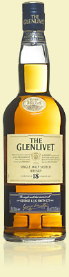 1990 Ford Bronco - A bottle of The Glenlivet 18 Year Old single malt Scotch whisky is shown against a light yellow background.
