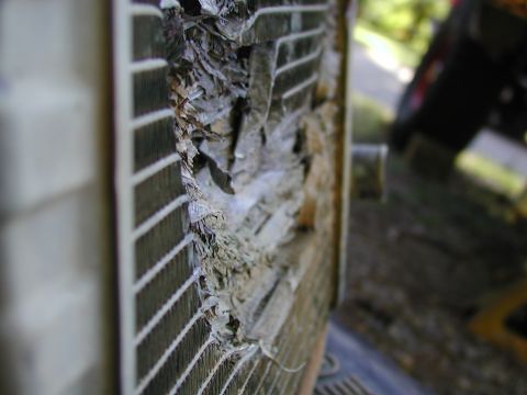 1967 Ford Bronco - The radiator after the fan chewed it up