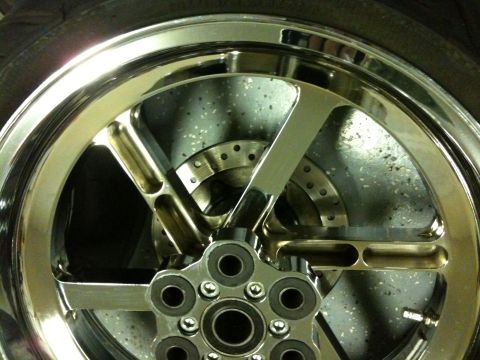 1996 Ford Bronco - Custom chrome motorcycle wheel and disc brake assembly shown in detail.