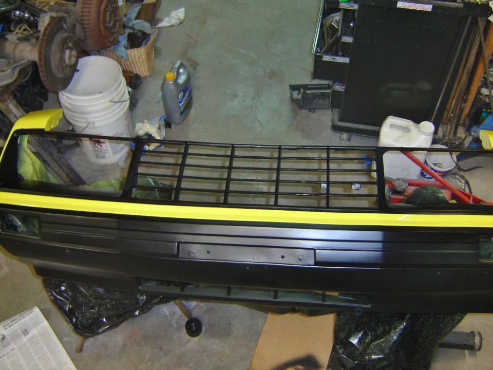 this is what the  front bumper going back on looks like after paint.