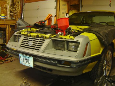 1979 Ford Mustang - here the loner 1984 front bumper i installed so to have the aligment done.