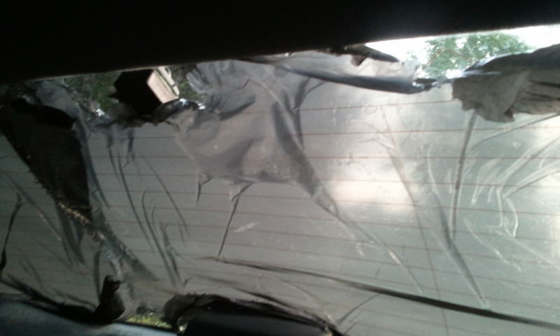 sprayed the bag with windex with ammonia and placed the sprayed side on the rear window with the rear defroster on and the heat waited about 30 minutes and made sure the window was really hot, plus I had the car in the full sun